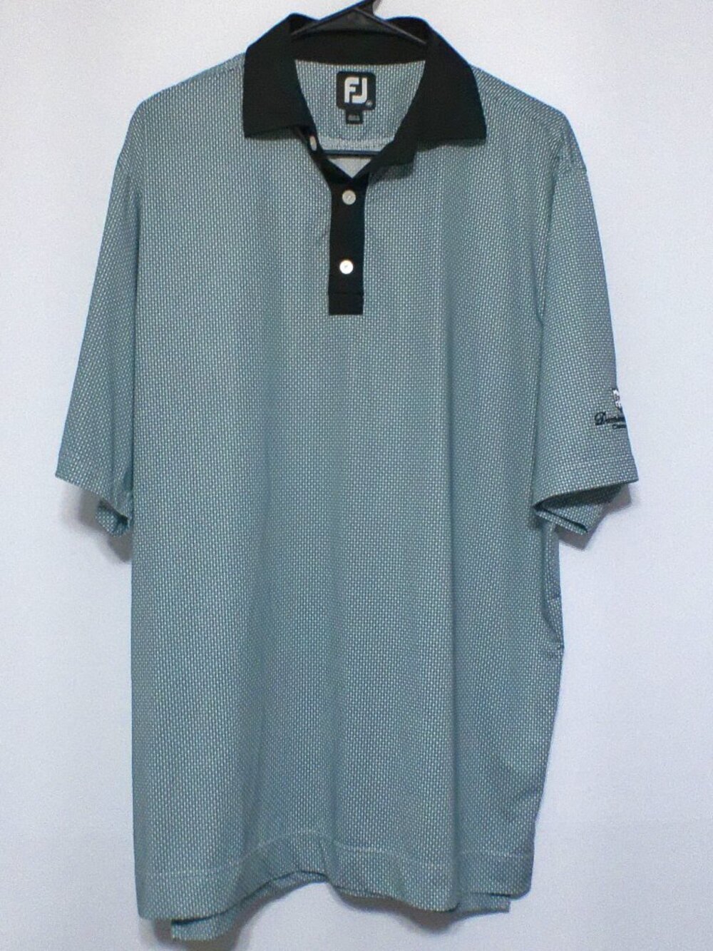 FootJoy Polo Shirt Men’s Medium Blue Micro Pattern Dominion Valley Country Club